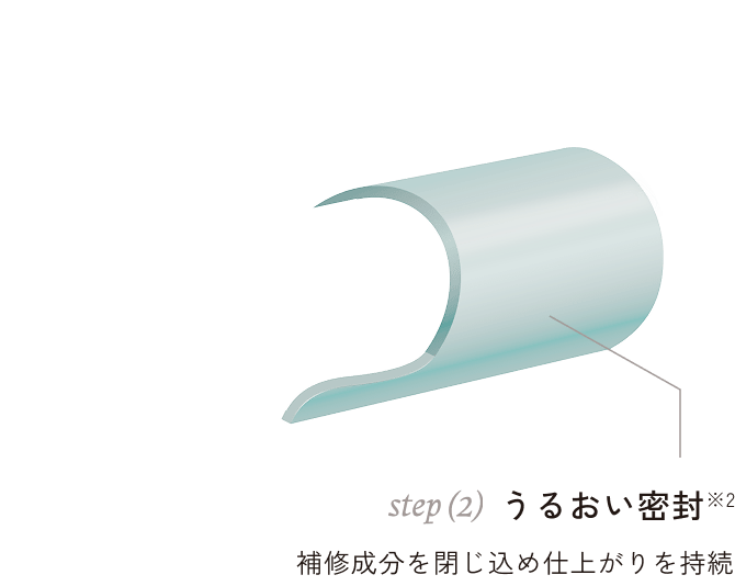 step(2) うるおい密封※2 補修成分を閉じ込め仕上がりを持続